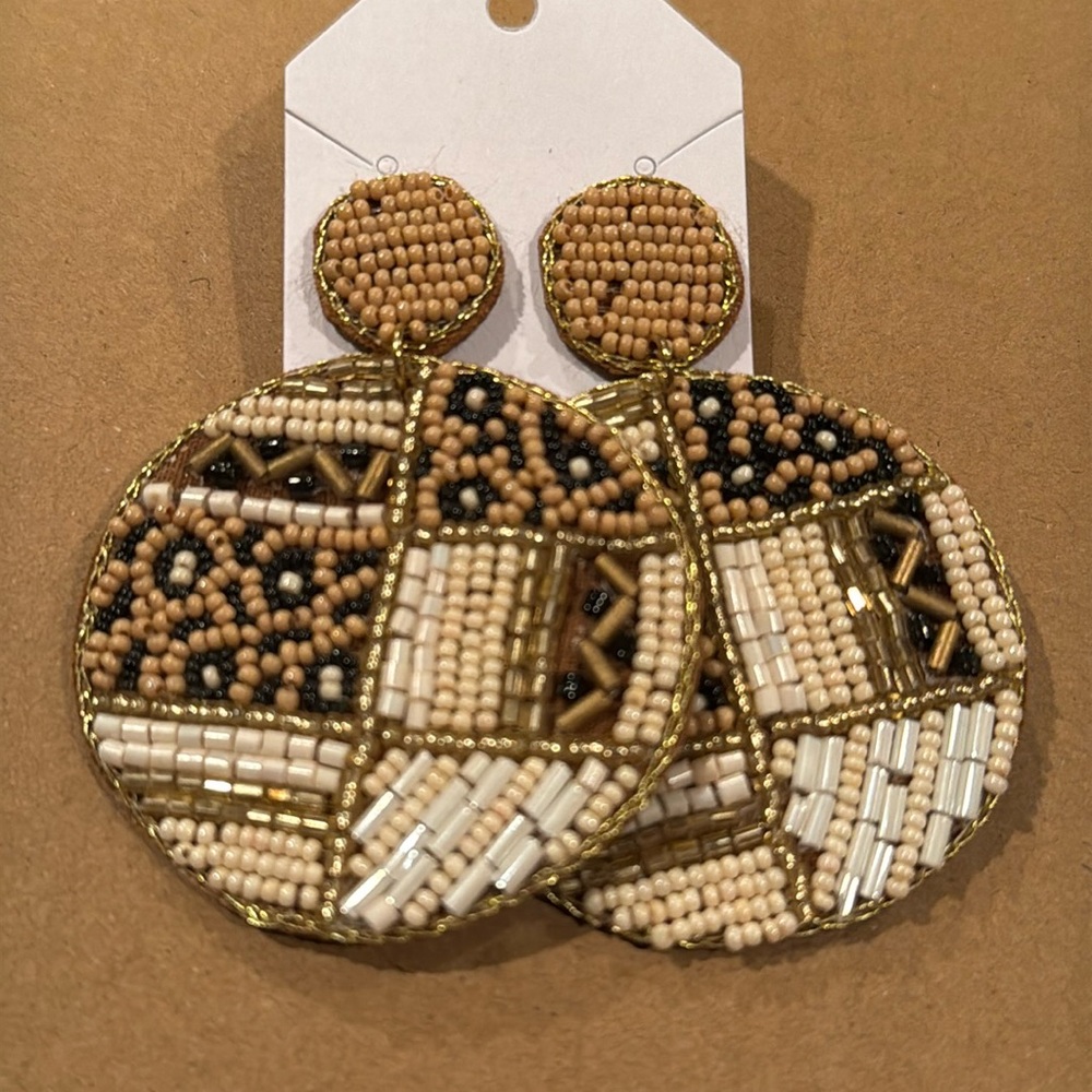 🎉❤️ NEW Mallorie Leopard Large Multicolor Beaded Earrings